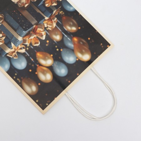 Package Gift Crafts "Gifts with a Golden Bow" 27 x 22 x 11 cm, 120 g/m²-2