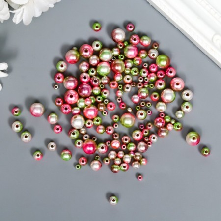 Beads for creativity plastic "Round. Gradient. Mermaid Pink and Green" d = 3-8mm, nr 10 g 74595