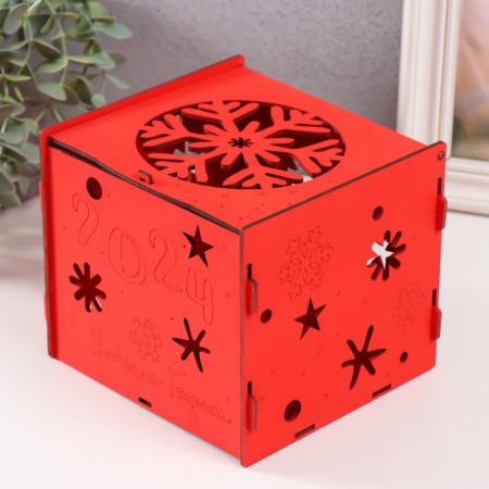 Casket-Cub "Snowflake" red 15.5x15x14 cm (set of 6 parts)-2