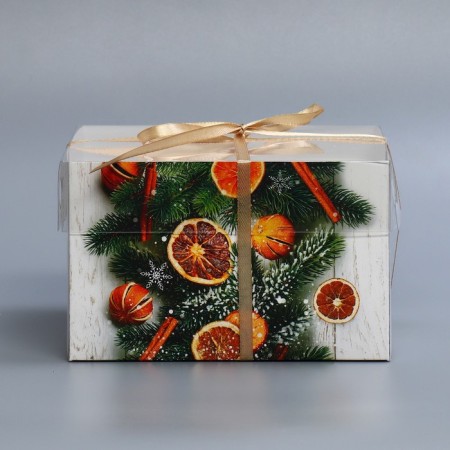 Capcake box "needles, cinnamon, orange", 16 x 16 x 10 cm, new year-8