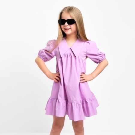 Baby dress with collar Kaftan, size 36 (134-140 cm), lilac color-5