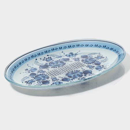 Glass Serving Oval Dilan "Sineva", 24.5 × 15 cm, blue color-2
