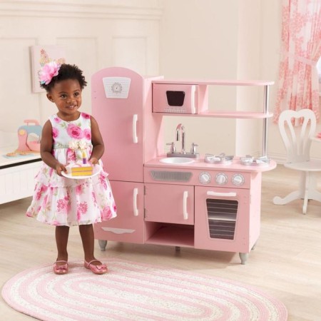 Game kitchen "vintage", pink color with white-1