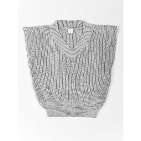 Vest for girl knit, height 134 cm, gray color-15