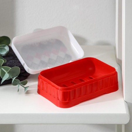 The soap dish is plastic with a lid, 11.5 × 8.5 × 4.5 cm, color mix-1
