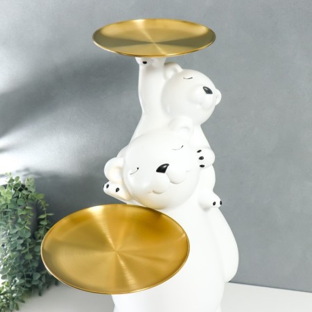 Souvenir Polystone stand "White bear with a teddy bear on the shoulders" 76x32x32 cm-3
