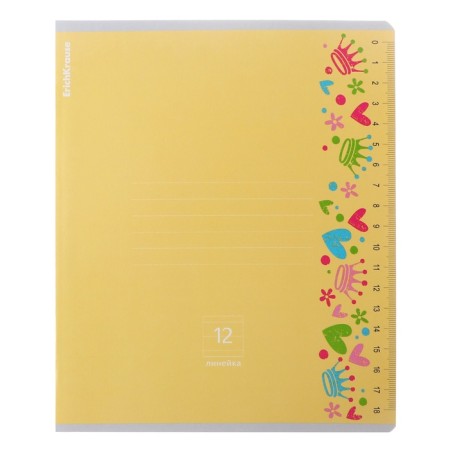 Notebook of 12 sheets in the Erichkrause Ruler Magic line, covered cartoon, block offset, 5V, mix-10