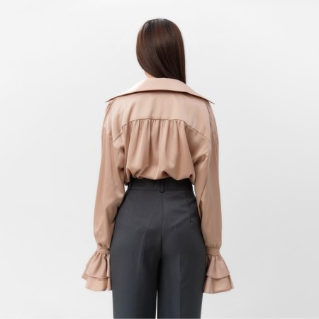 Women's silk blouse with mists mist, size 48, beige-4