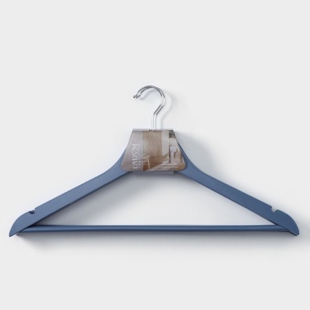 Shoulders - Wooden hangers Ladoom Brillant, 44.5 × 23 × 1.2 cm, 3 pcs, Blue Blue-8