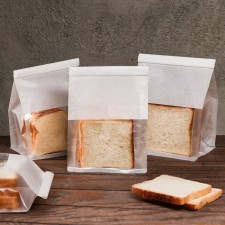 Paper package, with a window, rectangular bottom, white, 16 x 13 x 26 cm