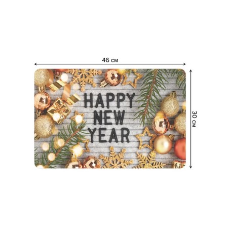 A set of napkins for setting the “Happy New Year” table, rectangular, rounded edges, size 30x46 cm, 4 pcs-2