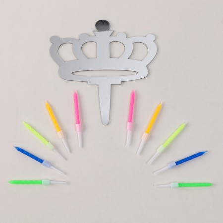 Topper “Crown” topper, a set of candles 10 pcs., Mix color-7
