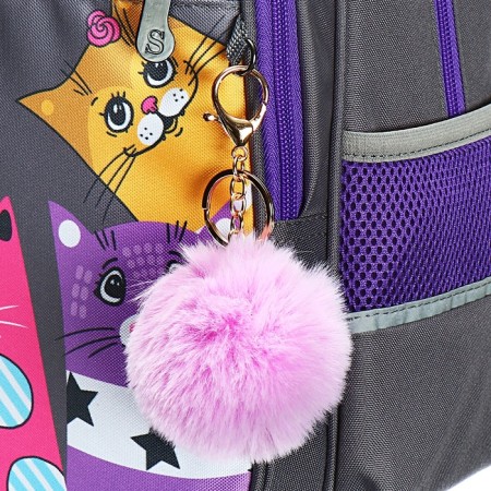 School backpack, 40 x 33 x 19 cm, ergonomic back, stavia "four cats", gray-10
