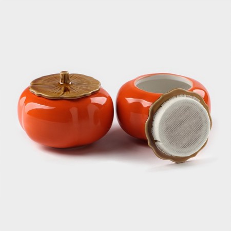 A set of ceramic banks for Persimmon storage, 2 items: 175 ml, Halloween dishes, Orange color-2