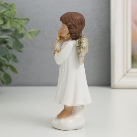 Polystone souvenir "Angel with a flashlight" Golden wings 4x4.8x13 cm-3
