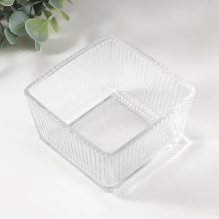 Glass of glass per 1 candle "square ribbed" transparent 9x9x5.5 cm-3