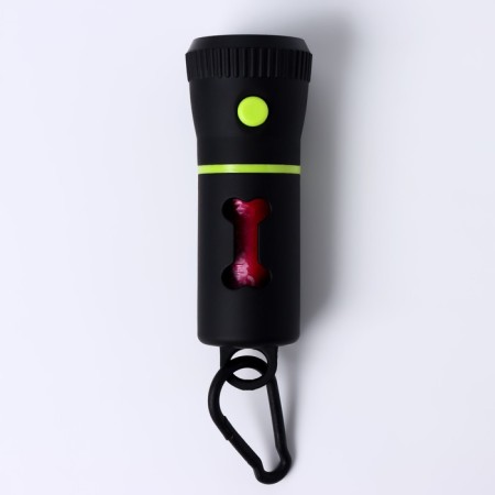 A container with a flashlight, cleaning packages for dogs (roll 15 pcs), black-4