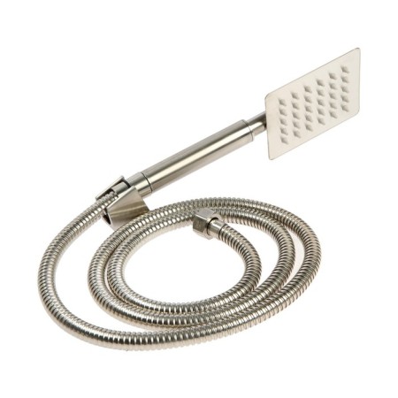 Zein bath mixer, square, pour 35 cm, with a shower set, stainless steel, satin-9