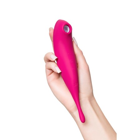 Vacuum-wave contactless stimulator of the Satiffyer Twirling Pro clitoris, silicone, red color-13