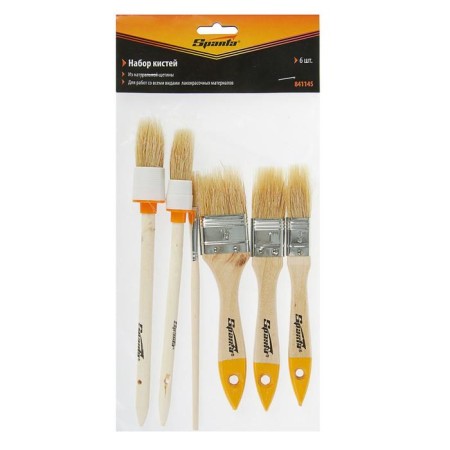 Set of SPARTA brushes, flat 3/4 ", 1", 1.5 ", round No. 1, No. 2, No. 4, 6 pcs.-1