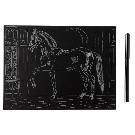 Engraving 18 × 24 cm, horses "Marhiph Horse" (gold)-2