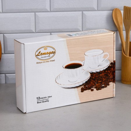 Carmen coffee set, 12 items, 6 cups 60 ml, porcelain, Iran-3