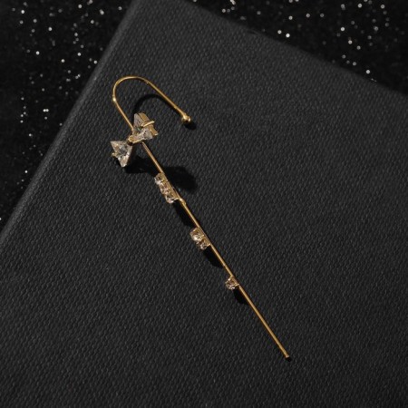 Earring "Kaff" Pin, bows, white color in gold-1