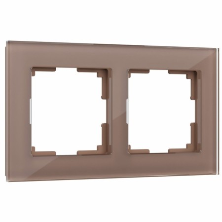 Frame W0021142, 2 Favorit sockets, latte, glass