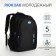 Young backpack from textiles with lightning, 5 pockets, black/blue color