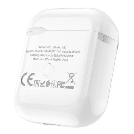 Hoco Ew06, TWS, wireless headphones, inserts, BT 5.1, 35/300 mAh, white-5