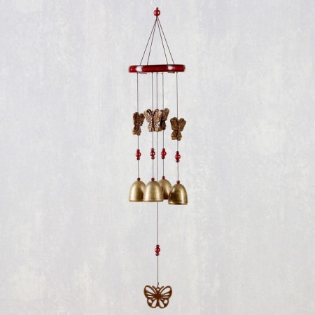 Wind music metal, wood "butterflies" 4 bells 55 cm