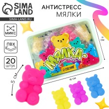 Мялка-антистресс «Мишки», в банке, цвета МИКС