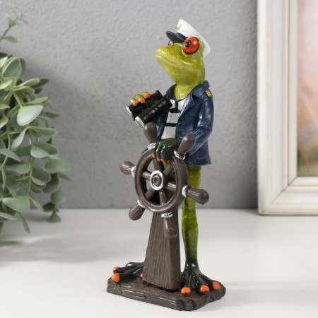 Souvenir Polystone Lak "Frog Captain Ship" 6x8x19 cm-2