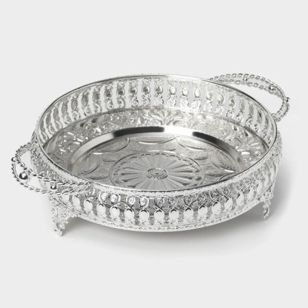 Serving tray "Solon", 34 × 24.5 × 9 cm, with handles, silver color-1