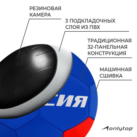 Ball football onlytop "Russia", PVC, machine stitches, 32 panels, p. 5-2
