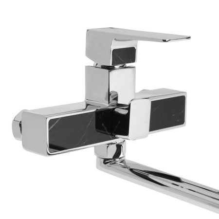 Accoona A71131 bath mixer, 25 mm cartridge, pour 35 cm, brass, chrome/black-3