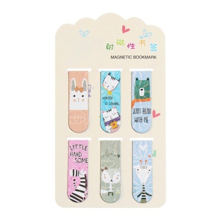 A set of magnetic bookmark for books Calligrata 6 pieces, "animals", mix-4