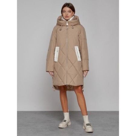 Coat insulated winter female, size 44, color light brown