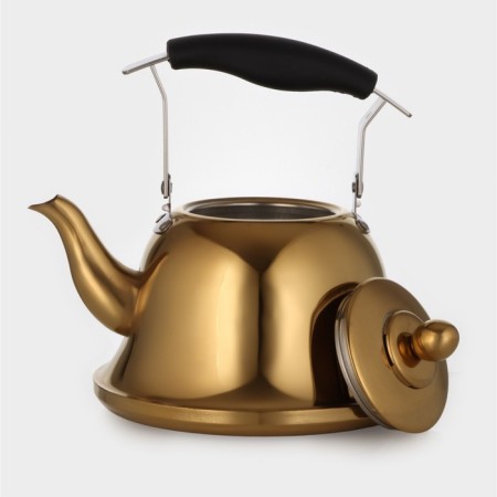 Gold stainless steel teapot, 2 l, 23 × 19 × 20 cm, gold color-1