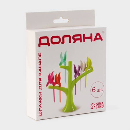 Set for Canapes "Birds", on a stand, 6 skewers, color mix-7