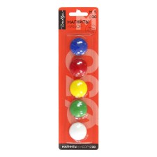 Magnets for boards 30 mm, 5 pieces, Globus colored, in a blister