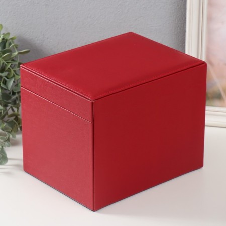 Casket to the leatherette for jewelry "screw" red 22x17x18 cm-4