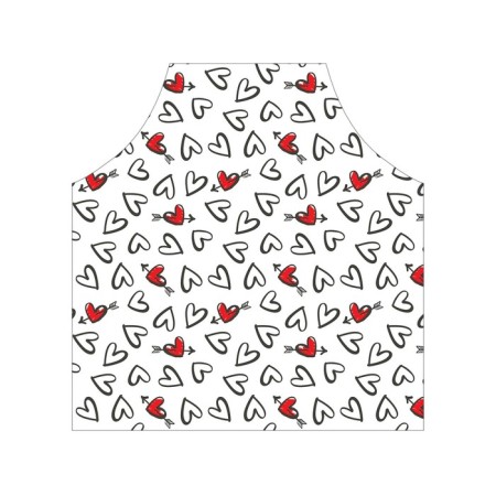Apron kitchen with a photographic priorter "Black and white hearts", adjustable, size OS-2
