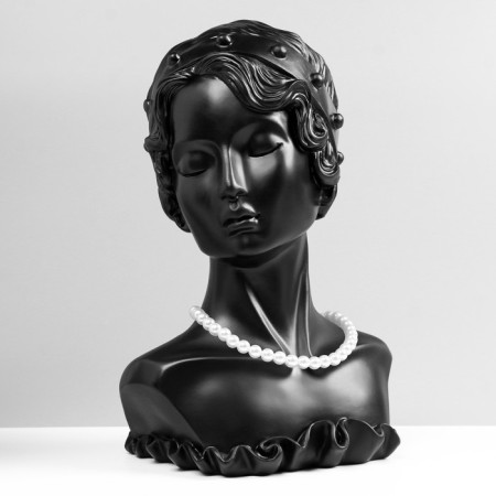 Бюст для украшений «Девушка в цветах», анфас, 17,5×13,5×29,5 см, цвет чёрный-1