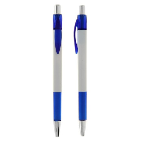 Ballic handle, automatic "Logo Square", white with blue inserts, blue rod