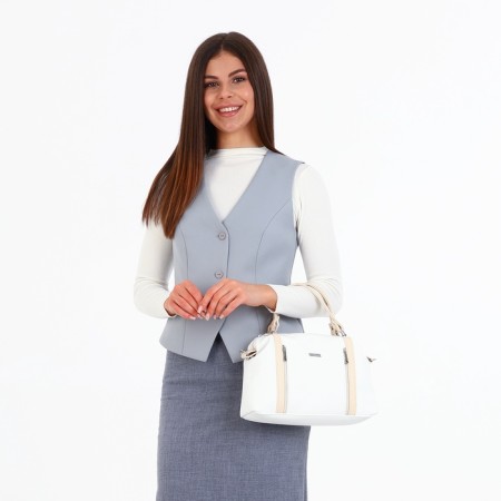 Women's bag 127, 30*10*23, 1 lightning departure, n/pocket, belt long, white+cream-1