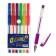 Set of gel pens, 6 colors, fluorescent, with rubber holders