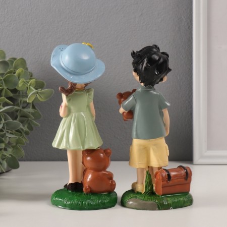 Souvenir Polystone "Boy and girl with bears" set 2 pcs 6x7.5x17 cm-2