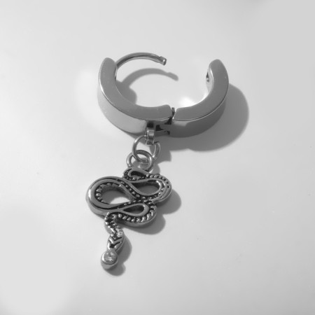 Piercing in the ear “Ring” Snake Rushing, D = 13 mm, silver color-2