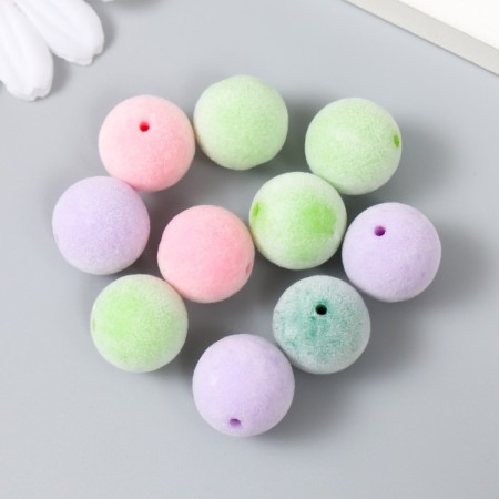Busina for creativity plastic "Ball with velvet spraying" MIX 1.6x1.6x1.6 cm
